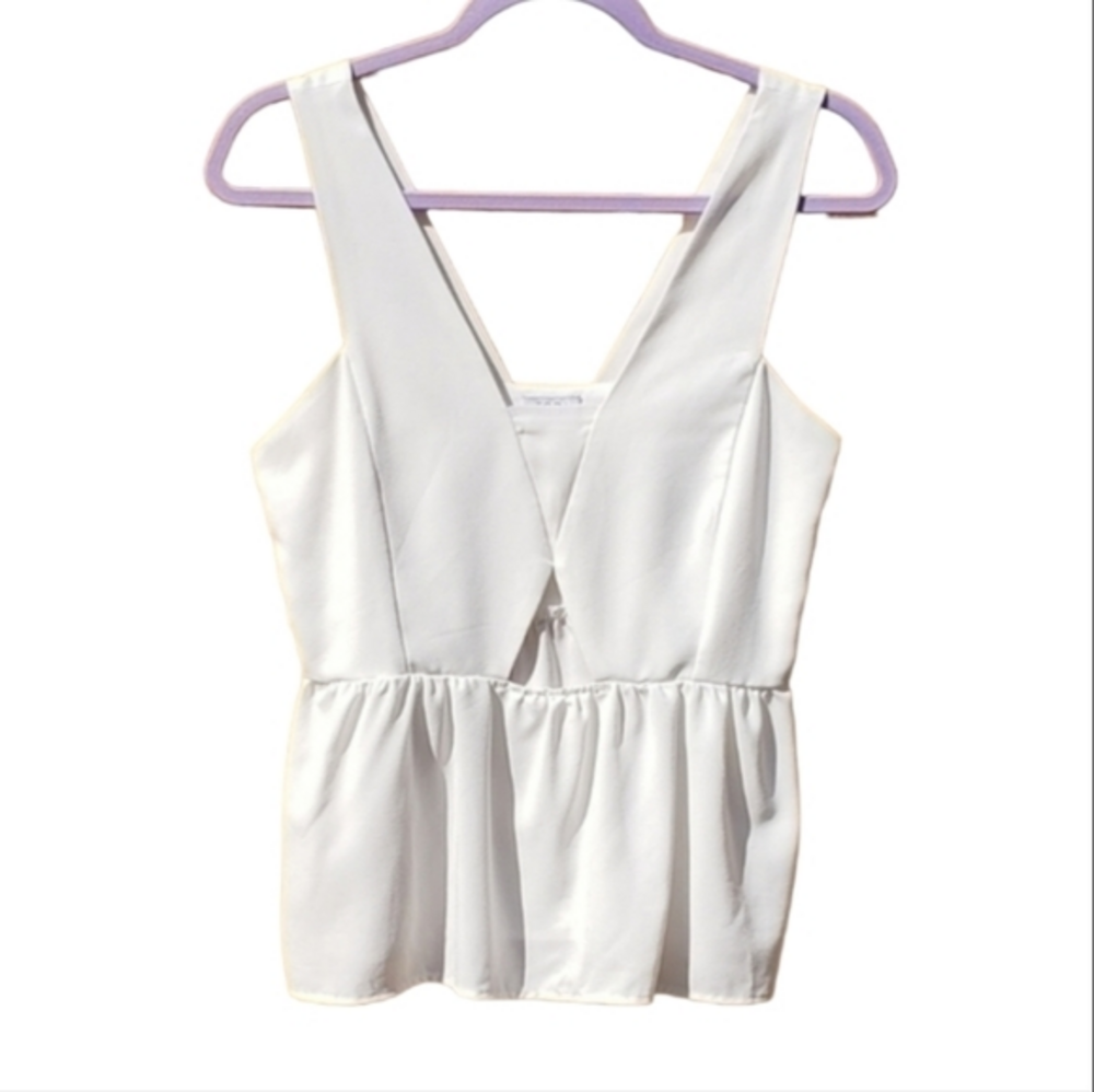 Tobi Ivory Sleeveless‎ Dressy Cutout Cocktail Blouse Top Small